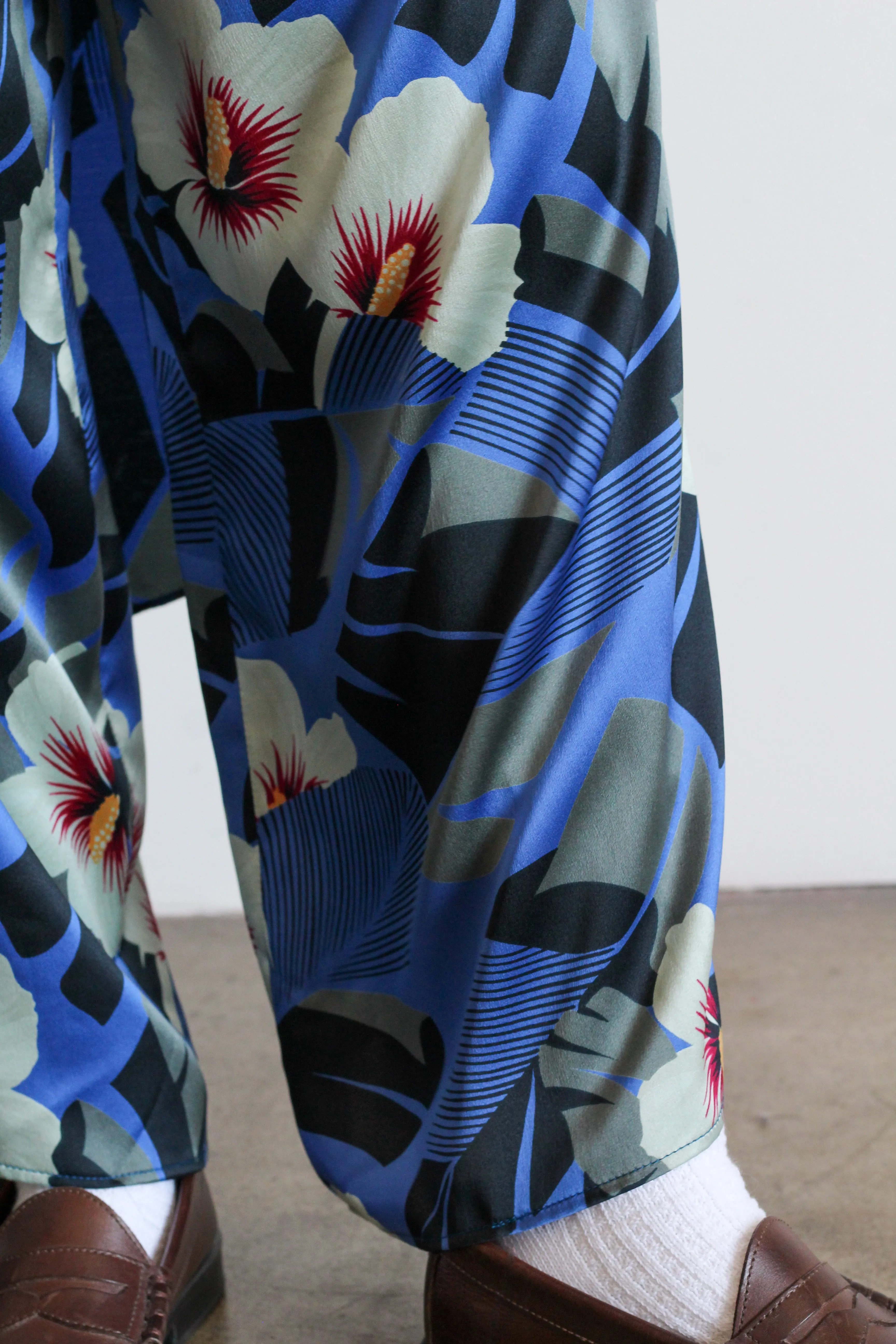 1980's ANNE KLEIN silk floral draped culottes | VINTAGE