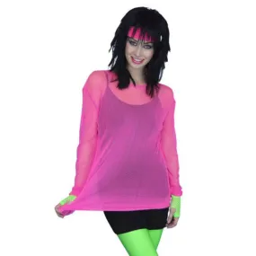 80s Fishnet Top - Hot Pink