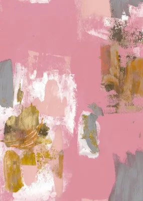 Abstract Painterly Wallpaper- Pink   Mustard