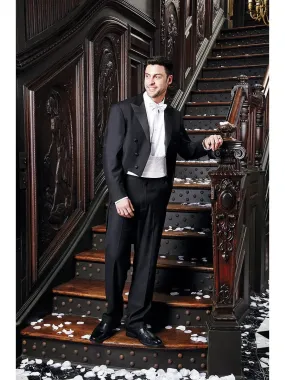 Black Peak Premium Stretch Blend Tailcoat - Includes Formal Trousers - Big and Tall Sizes Available