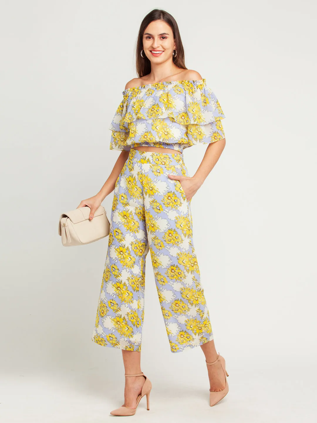 Blue Printed Trouser