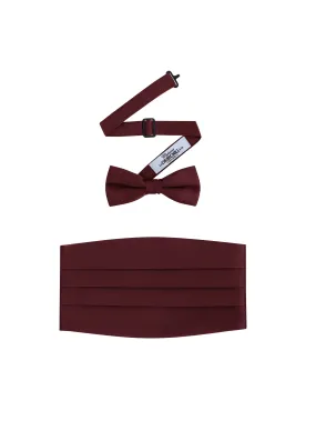 Burgundy Satin Cummerbund and bowtie set by S.H.Churchill
