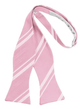 Coral Striped Satin Self-Tie Formal Bow Tie