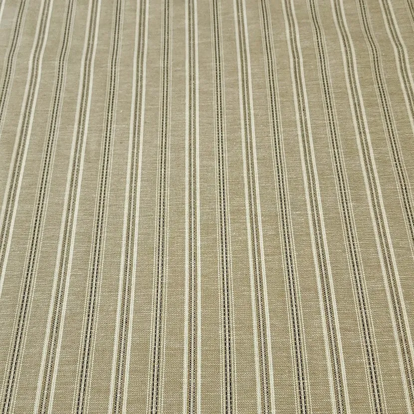 Cotton Linen Blend, Very Nice Taupe Beige Striped Fabric. Nice Breathable Fabric. No Stretch Woven, Sold by the 1/2 yard