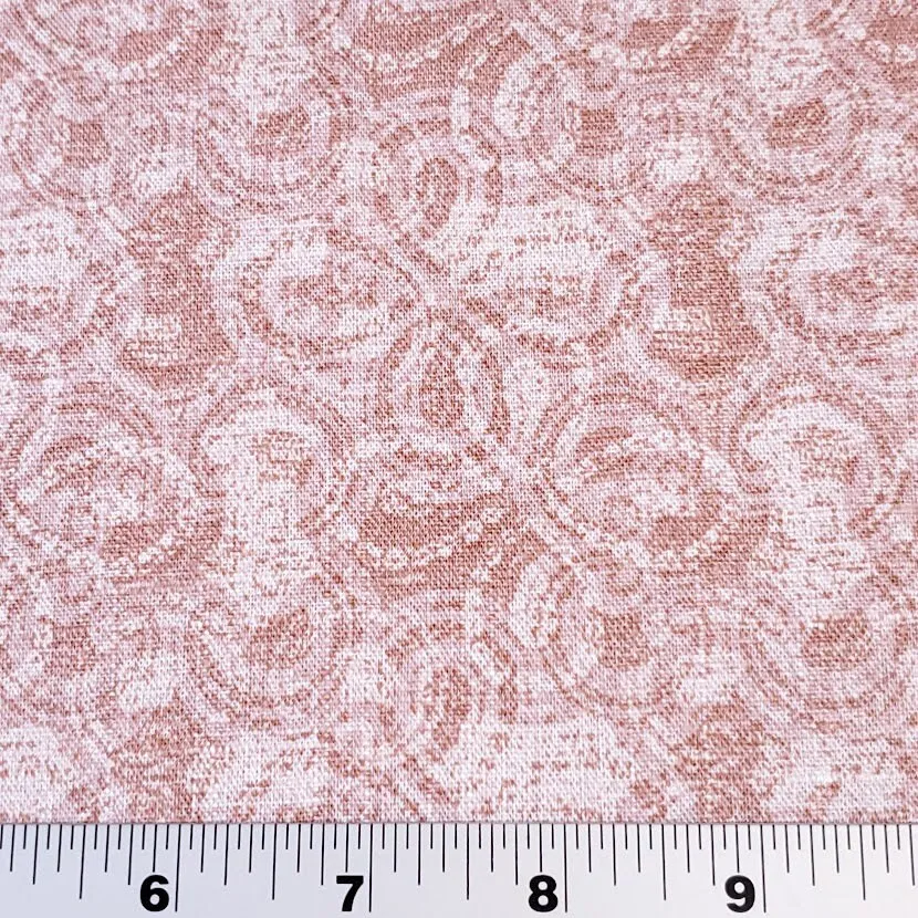 Cotton Linen Woven Blend, Mauve Taupe Print, A Very Fun Boho Look Print, Nice Breathable Fabric. No Stretch Woven, Sold by the 1/2 yard