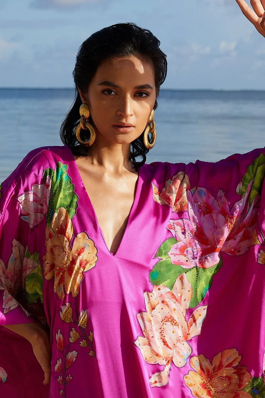 Couture Hanabi Beaded Silk Caftan