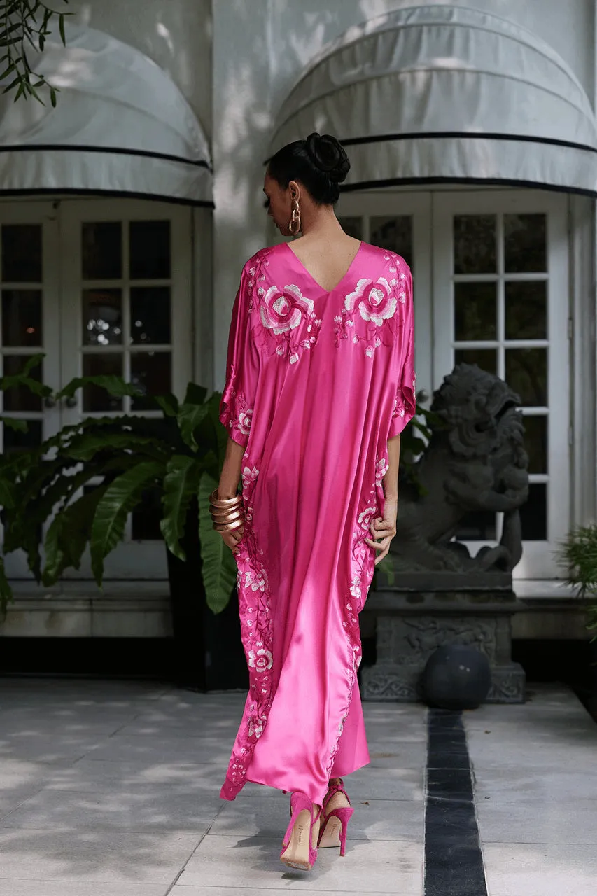 Couture Hanabi Embroidered Silk Caftan