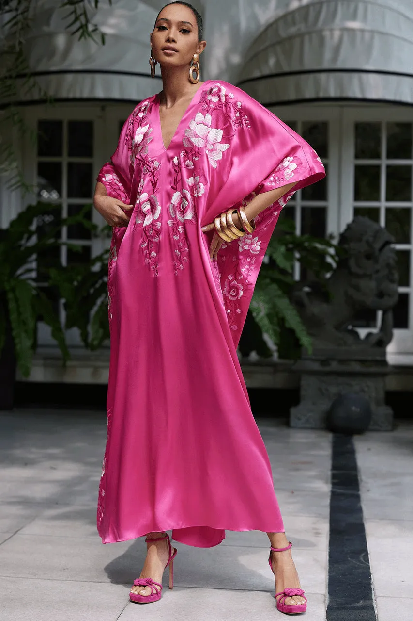 Couture Hanabi Embroidered Silk Caftan