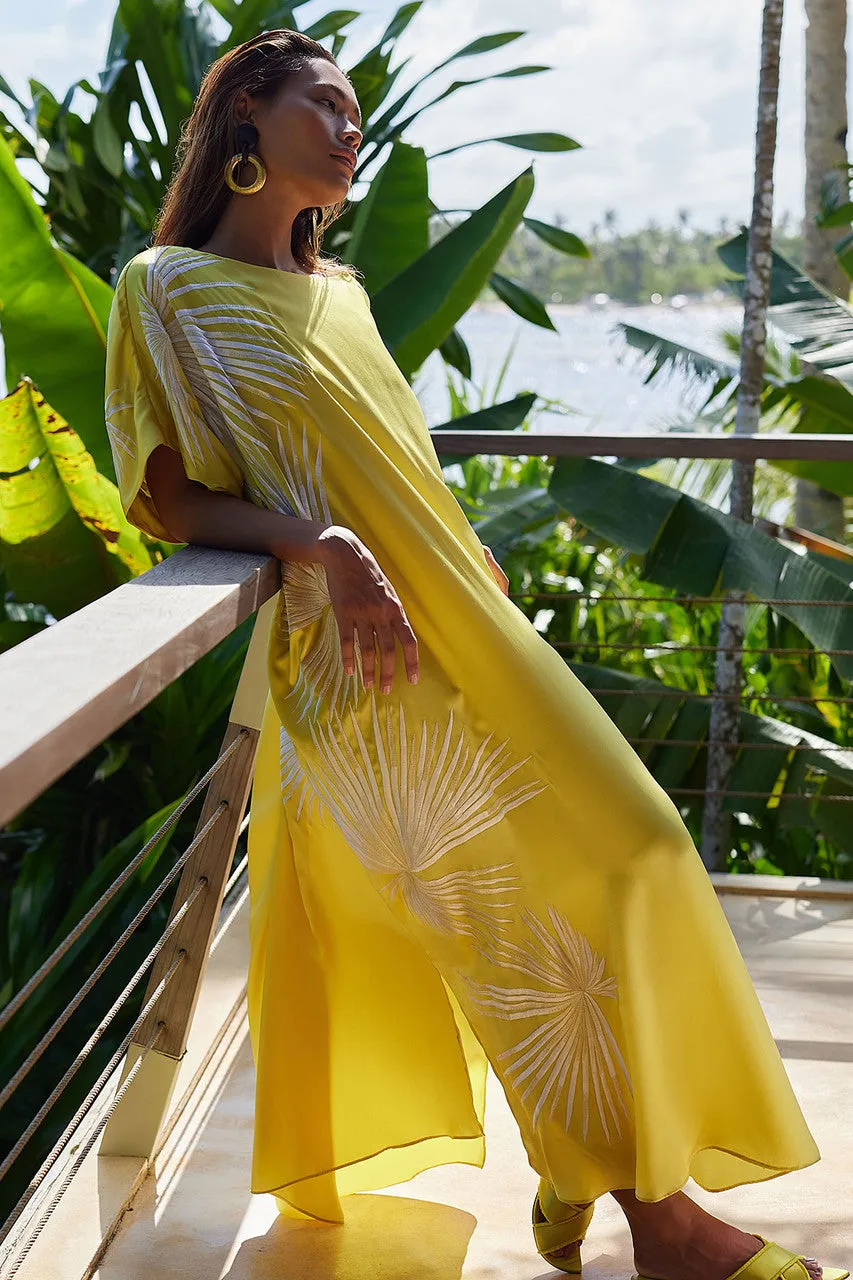 Couture Palawan Embroidered Silk Caftan