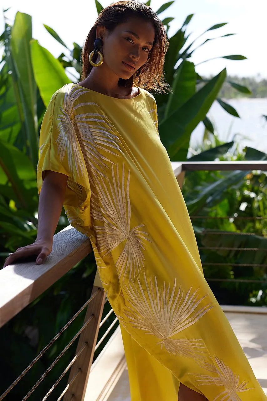 Couture Palawan Embroidered Silk Caftan