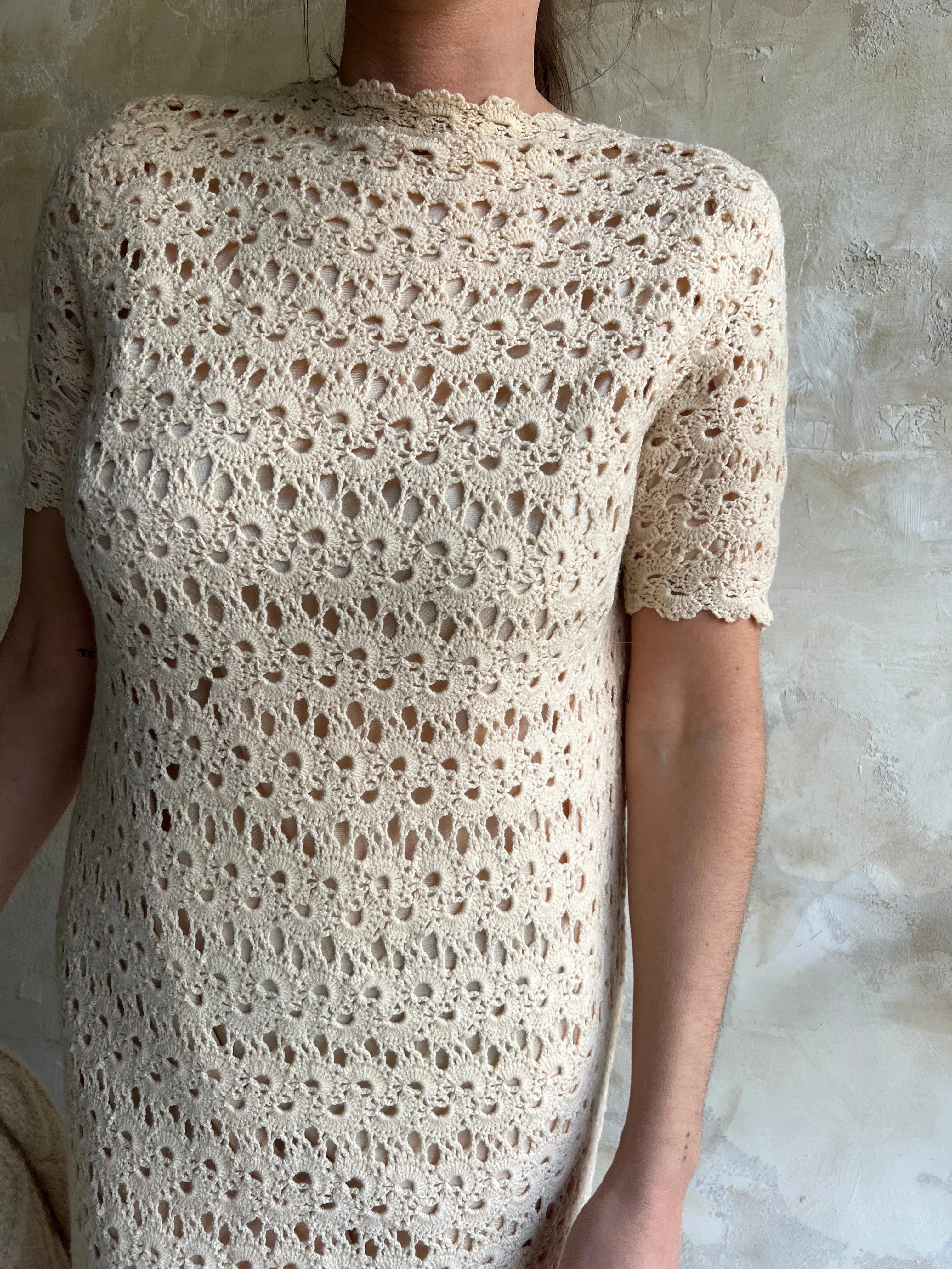 Cream Crochet Dress