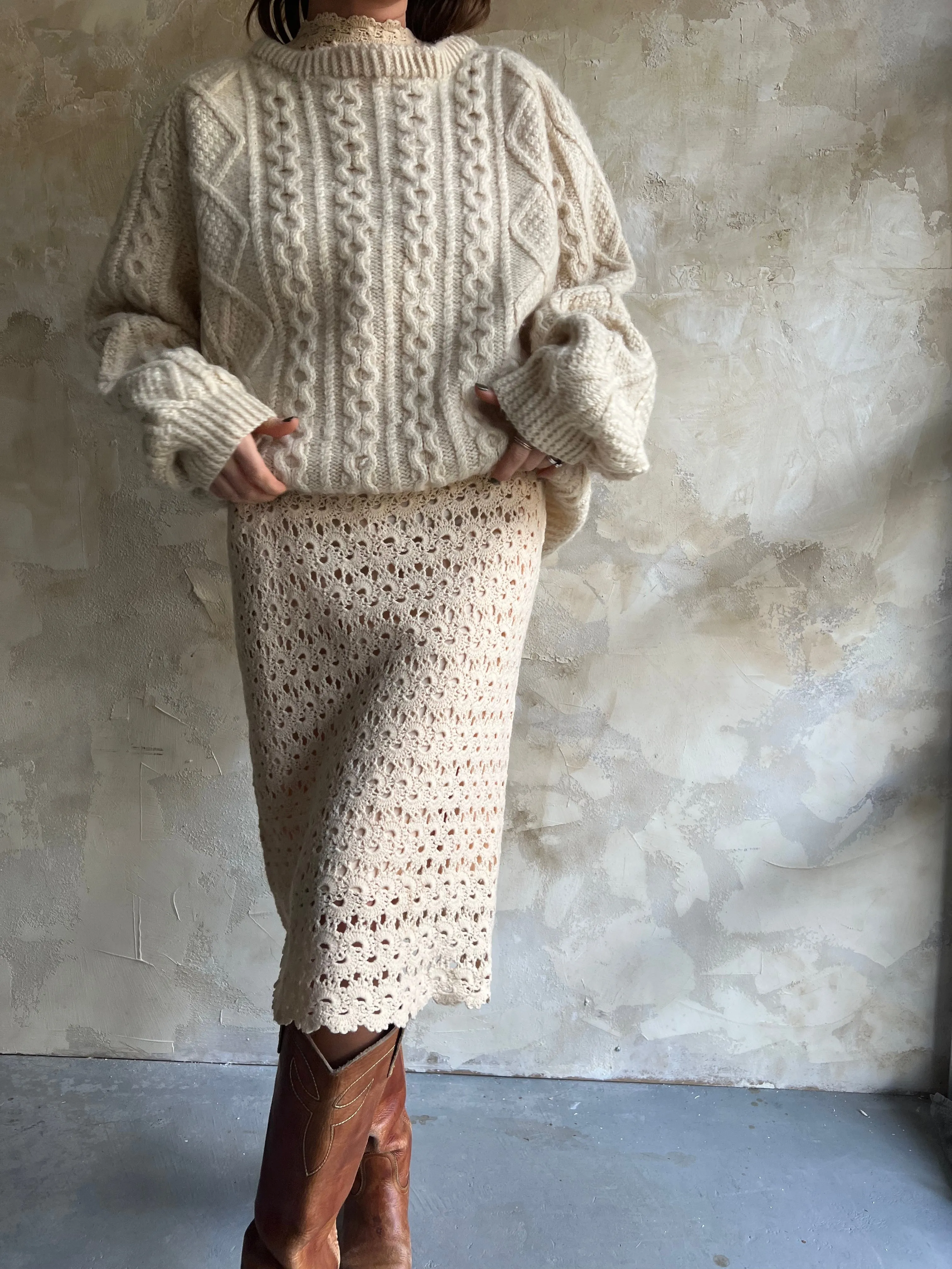 Cream Crochet Dress