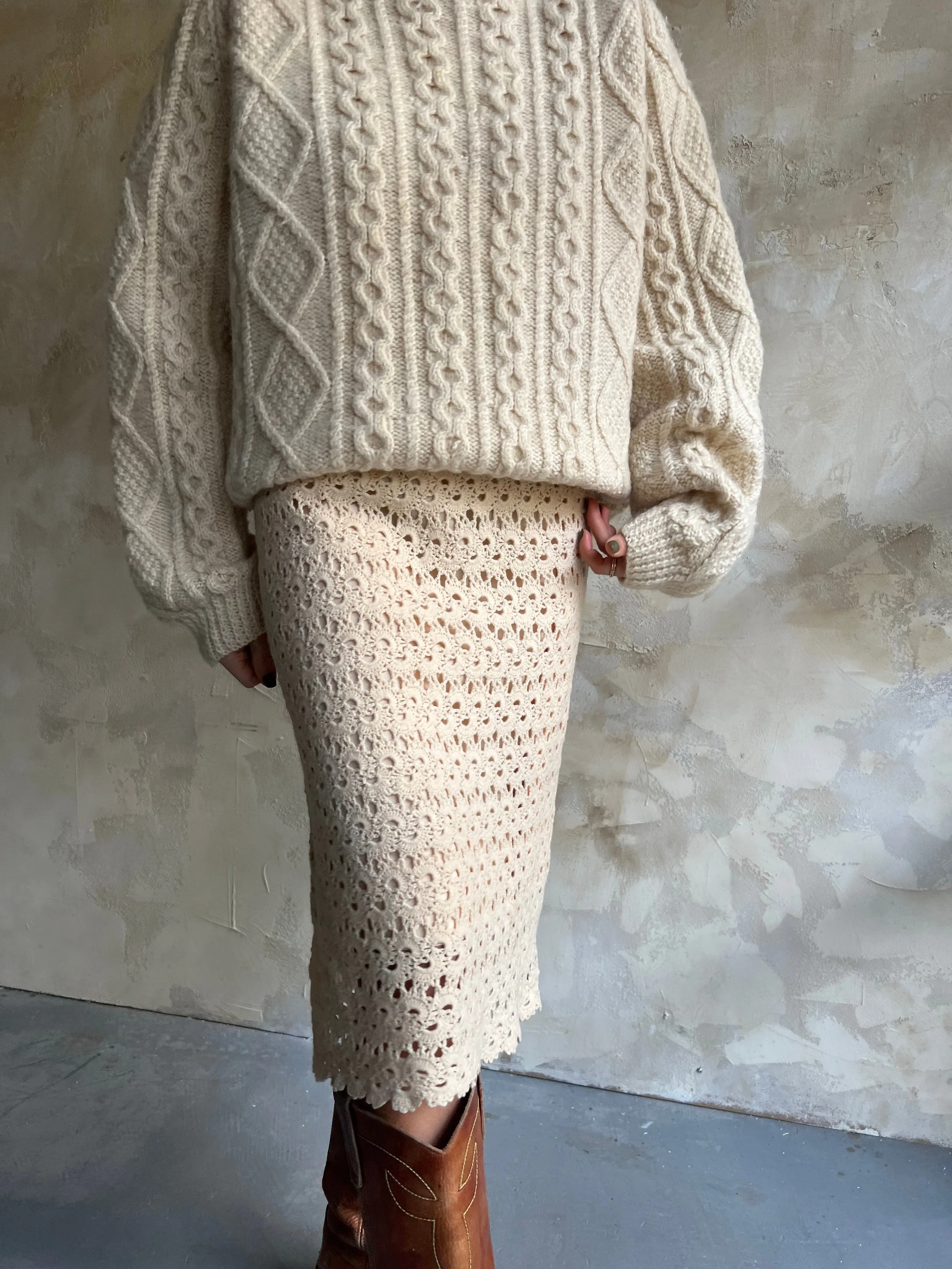 Cream Crochet Dress
