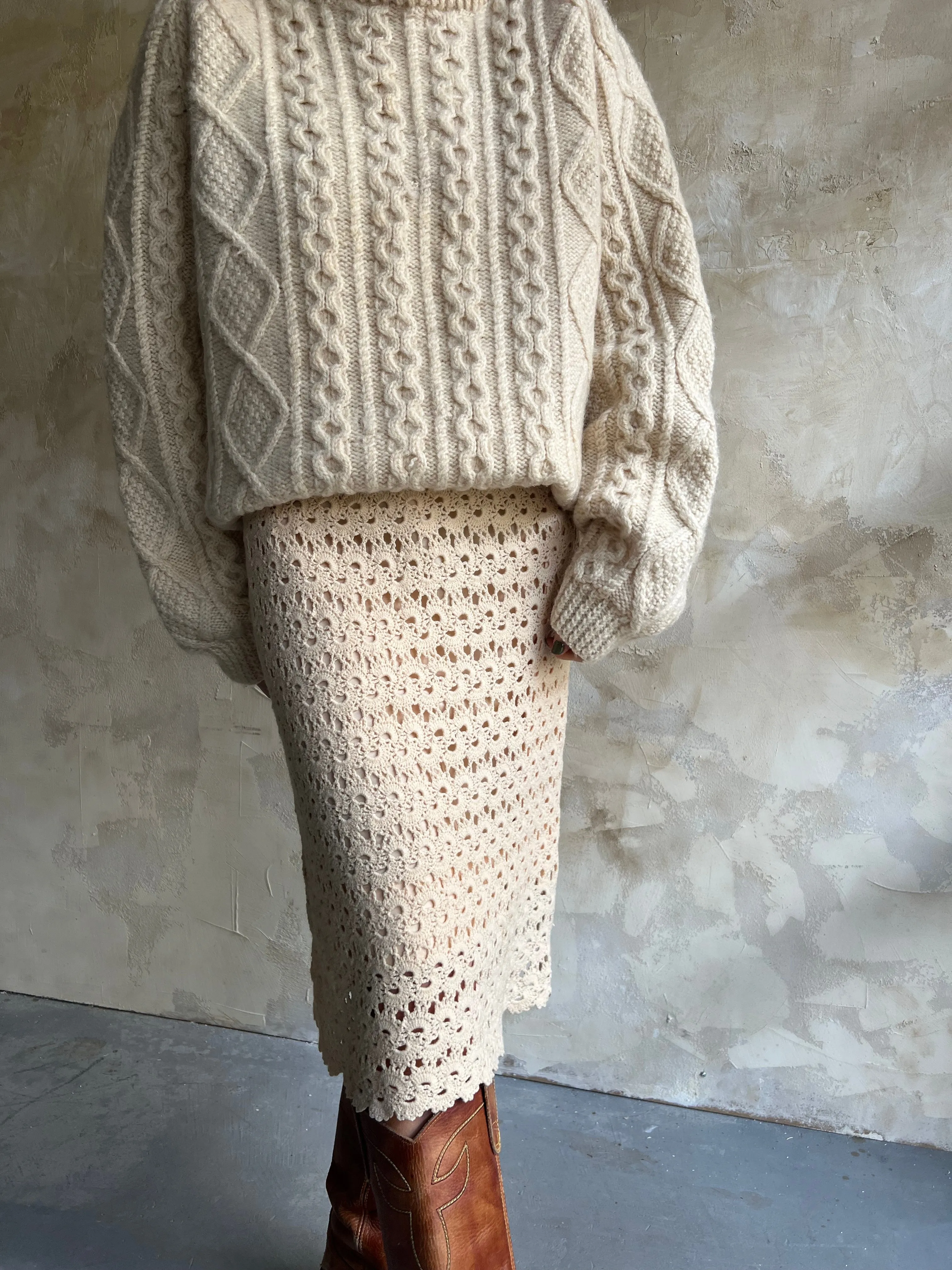 Cream Crochet Dress