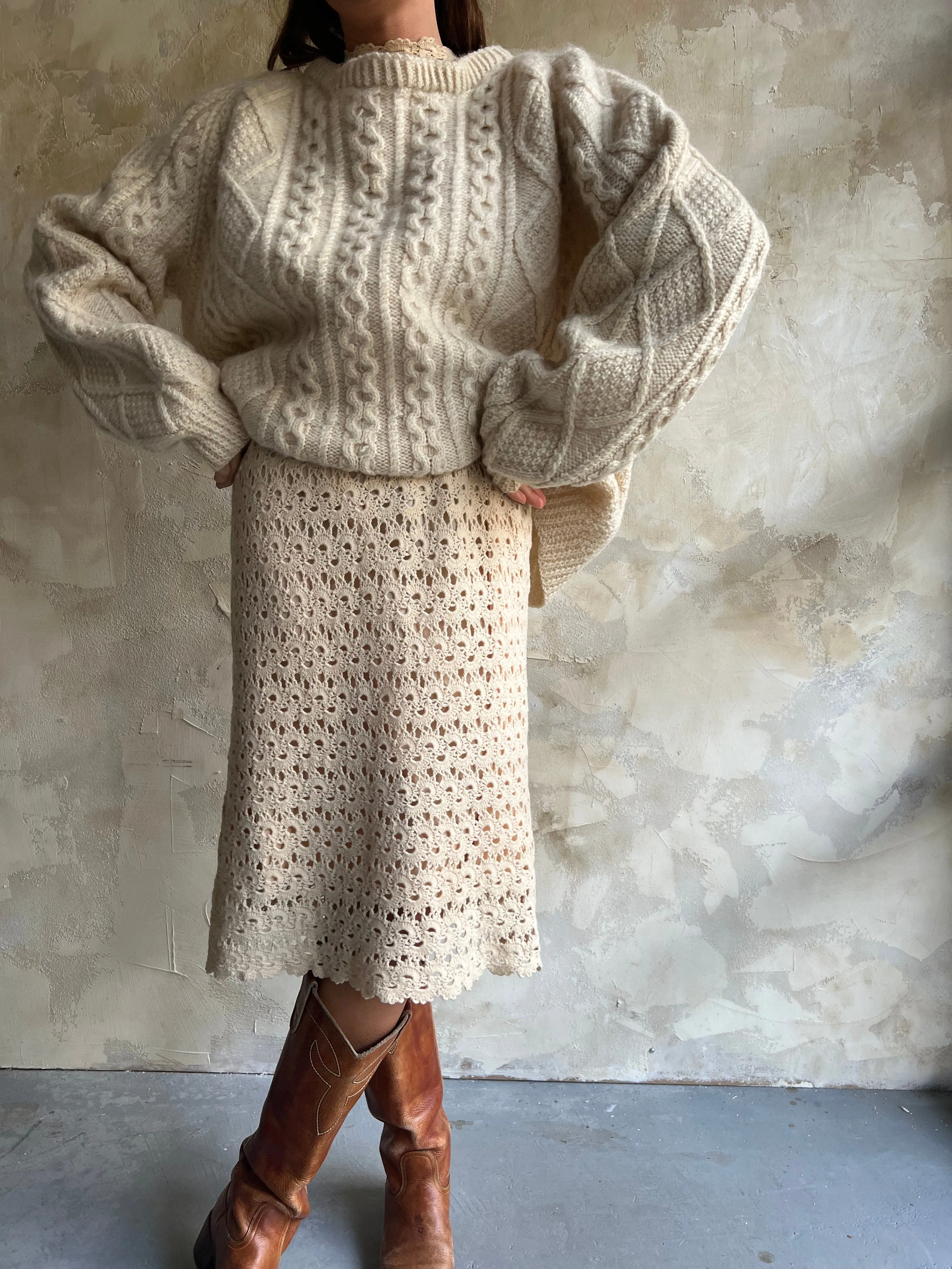 Cream Crochet Dress