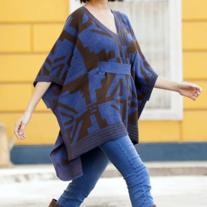 Custom 100% Acrylic Poncho Sweater - OEM/ODM Knitwear Manufacturer