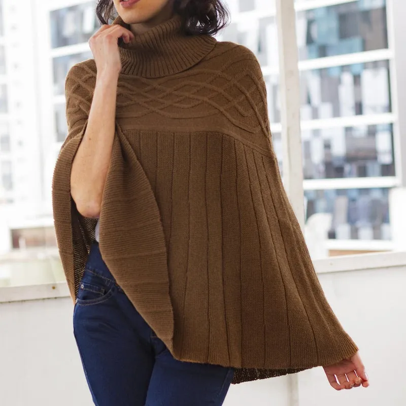 Custom 100% Cotton Knit Poncho Sweater – Crew Neck Design