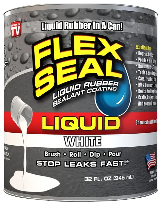 Flex Seal LFSWHTR32 Rubberized Coating, White, 32 oz :QUART: QUANTITY: 1