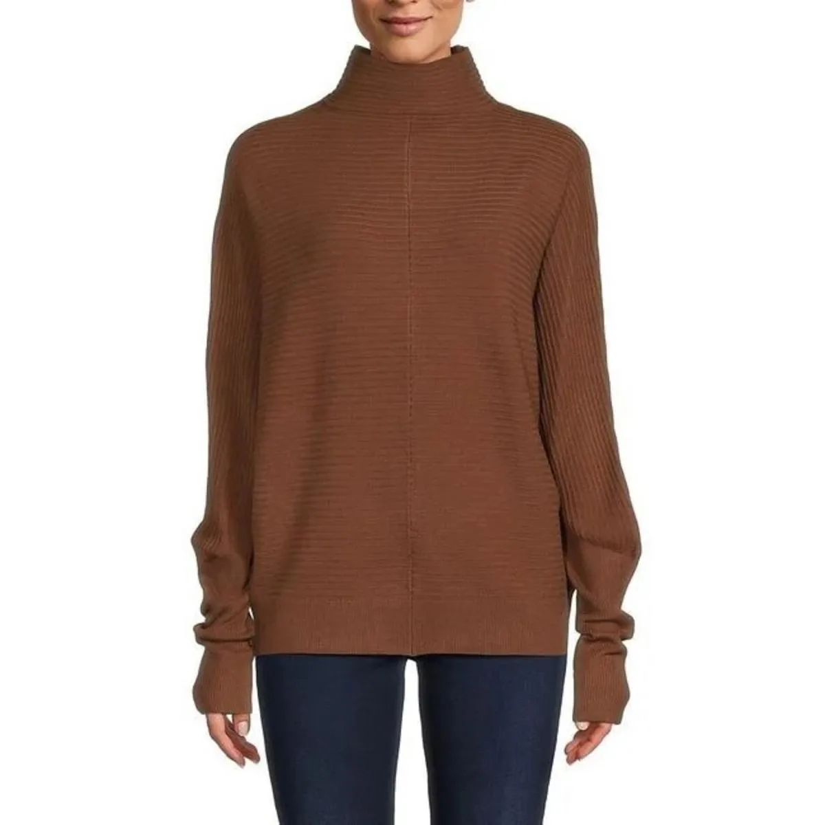 French Connection Womens Ribbed Winter Poncho Sweater