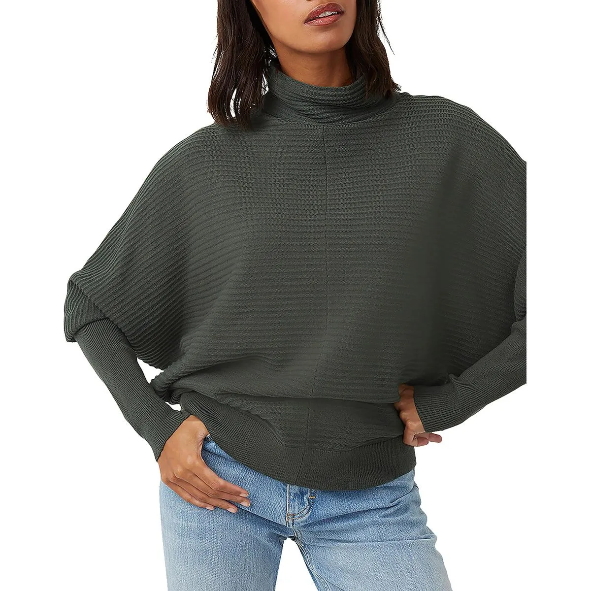 French Connection Womens Ribbed Winter Poncho Sweater