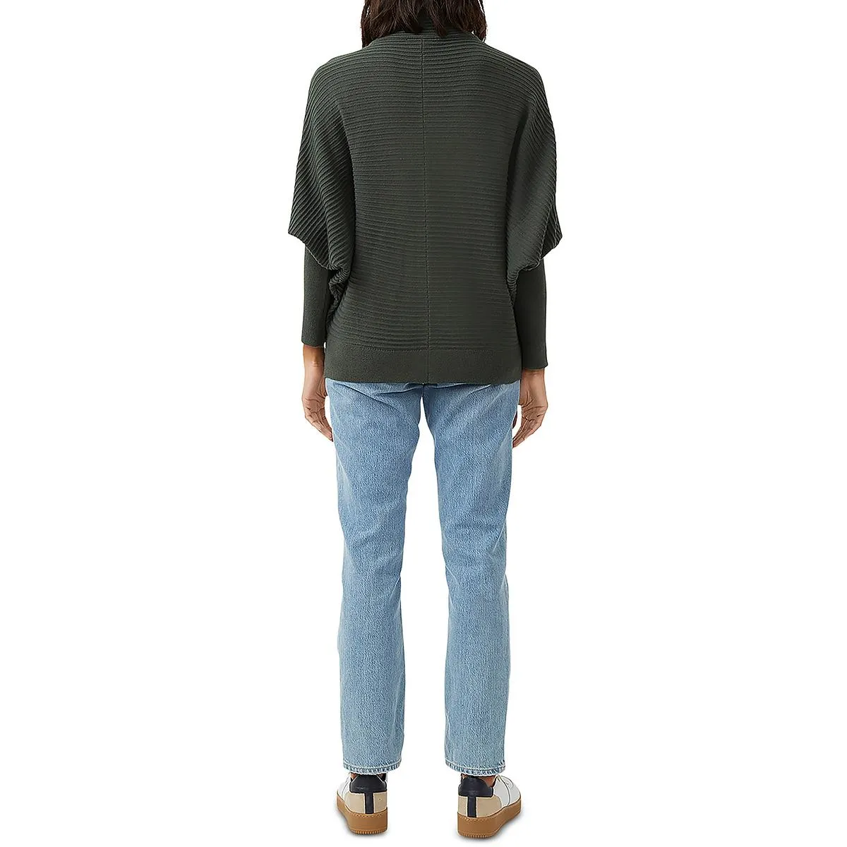 French Connection Womens Ribbed Winter Poncho Sweater
