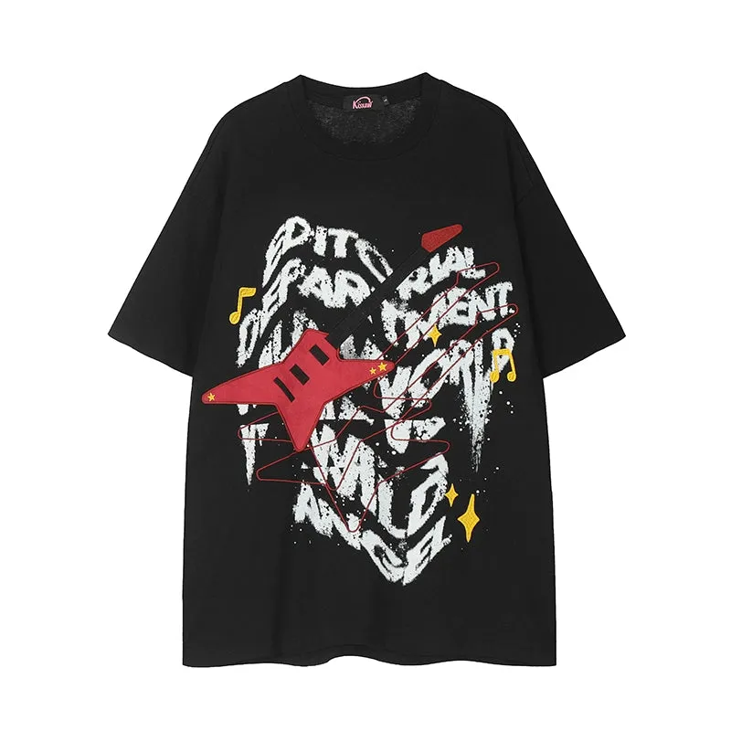 Gyaru T-shirt Red Plaid Skrit Unisex Punk Short-sleeve Top