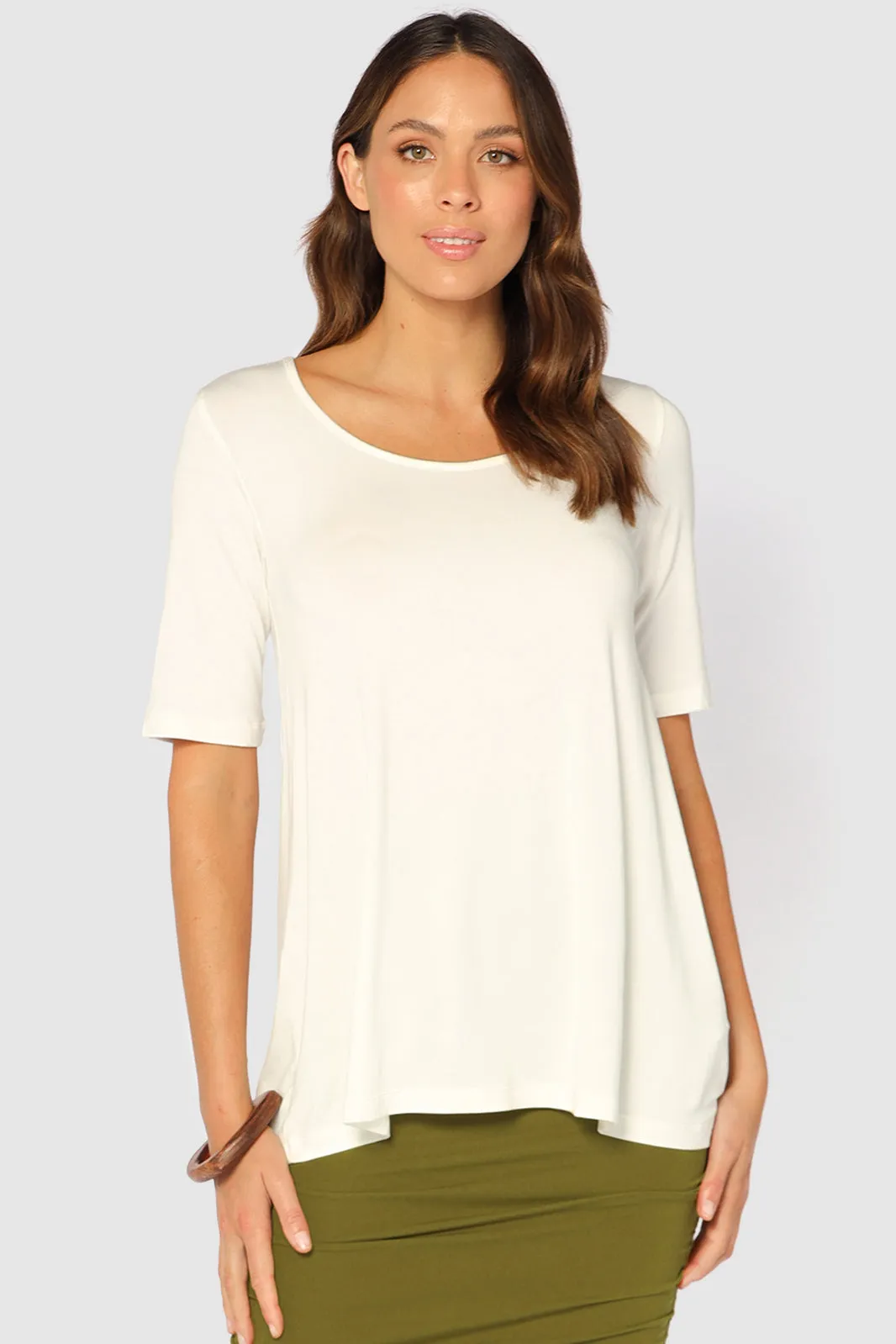 J0SEPHINE Bamboo Ivory Short Sleeve Tunic