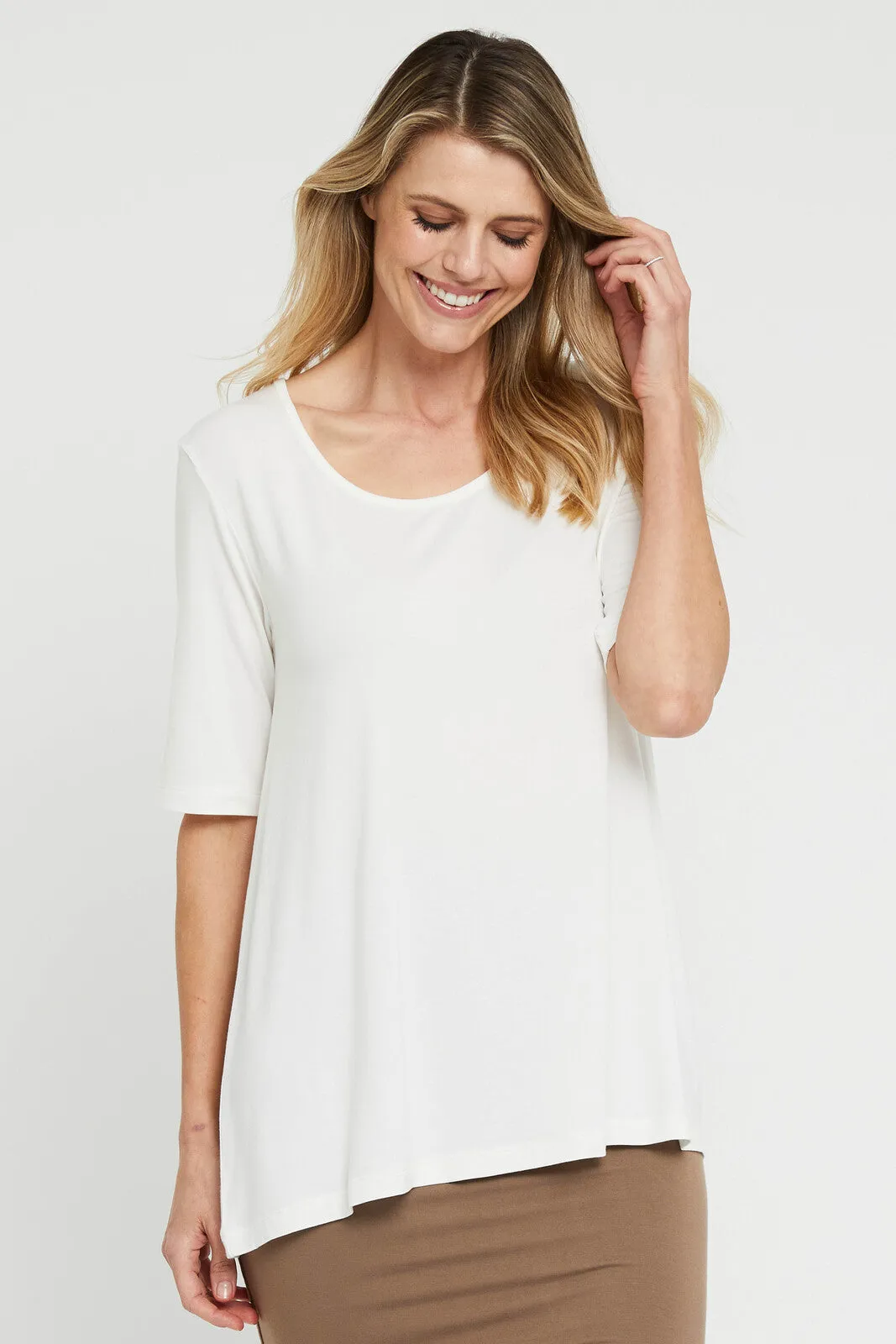 J0SEPHINE Bamboo Ivory Short Sleeve Tunic