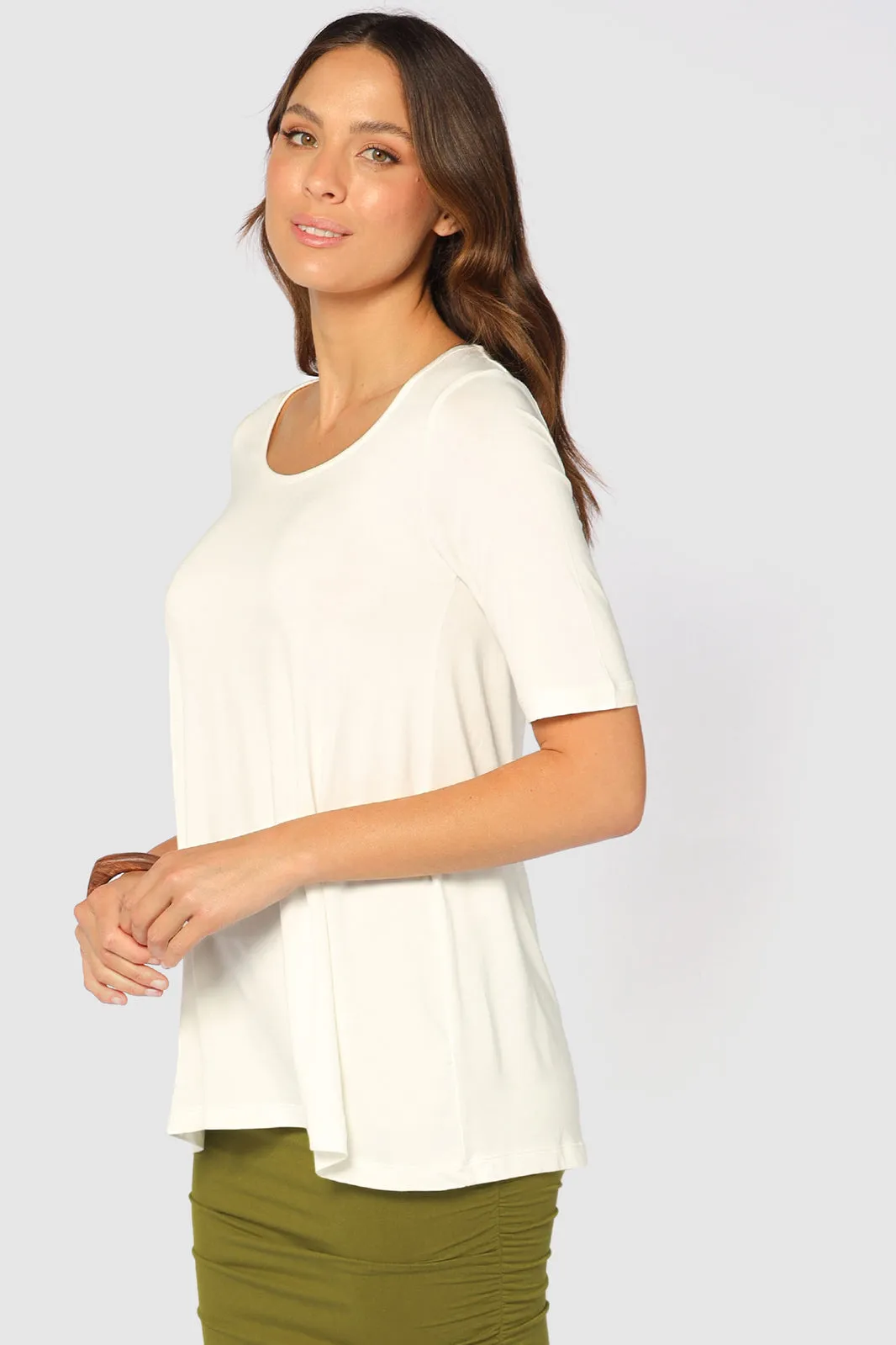 J0SEPHINE Bamboo Ivory Short Sleeve Tunic