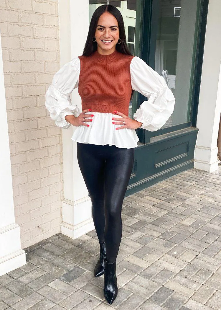 Keizer Knit Combo Woven Top