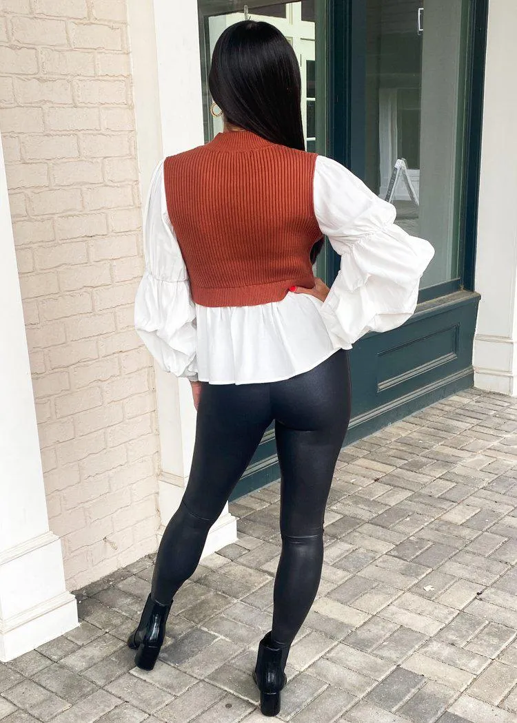 Keizer Knit Combo Woven Top