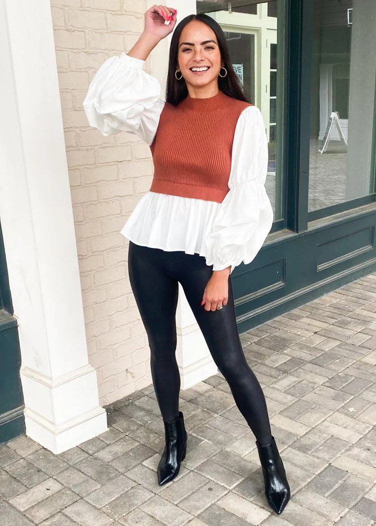 Keizer Knit Combo Woven Top