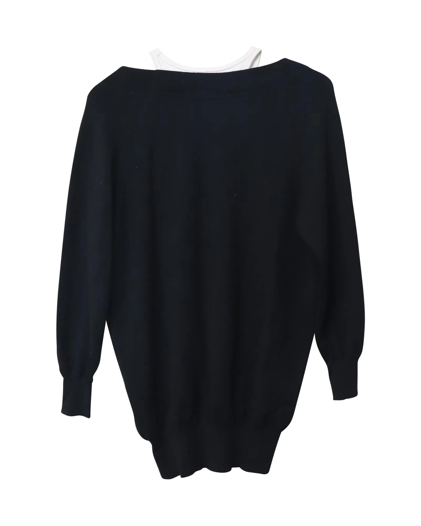 Layered Black Merino Wool Sweater Dress