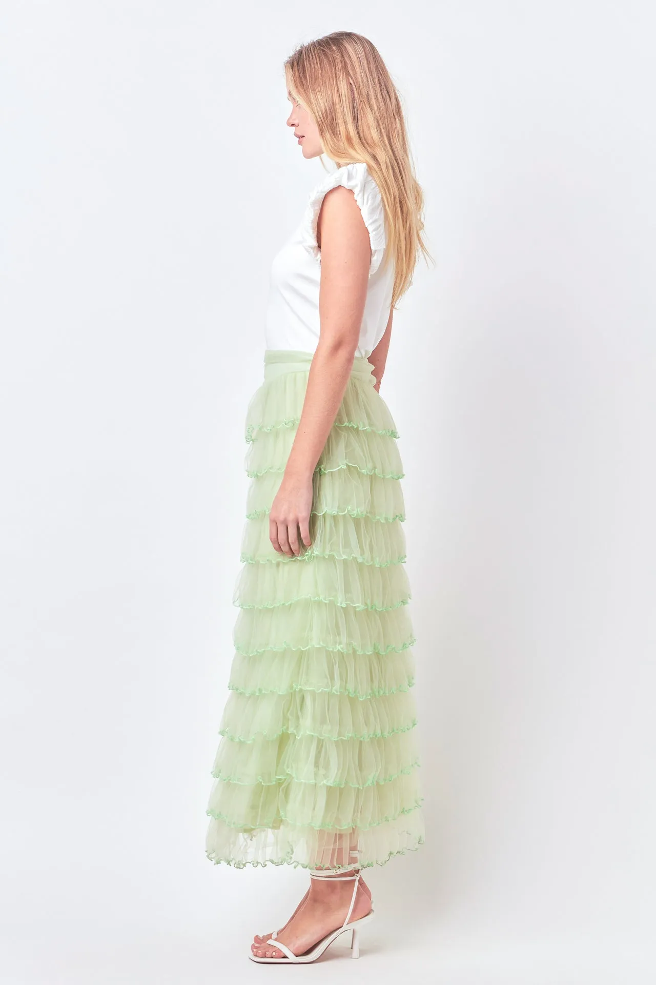 Layered Tulle Midi Skirt