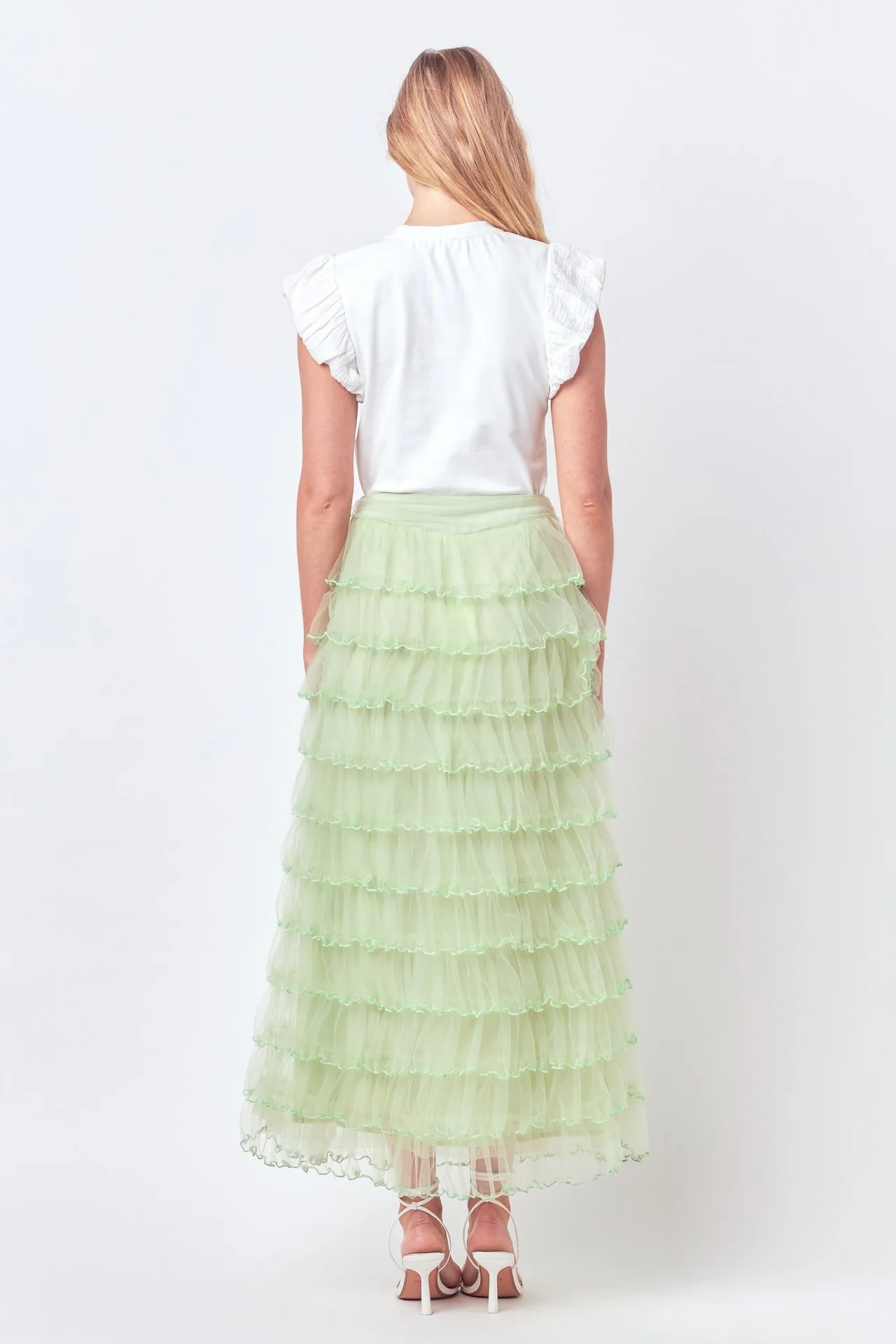 Layered Tulle Midi Skirt