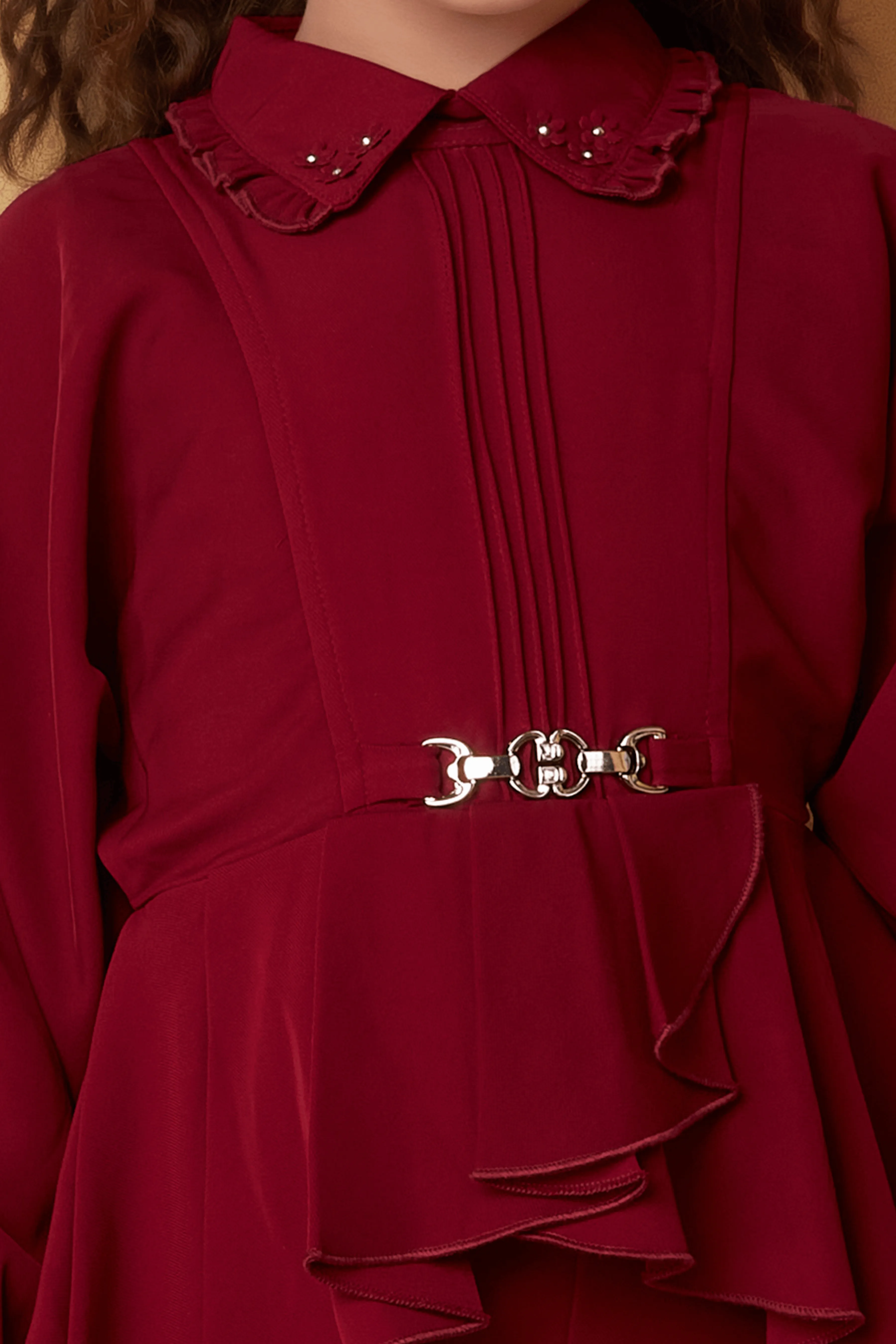 Maroon Top with Culottes for Girls