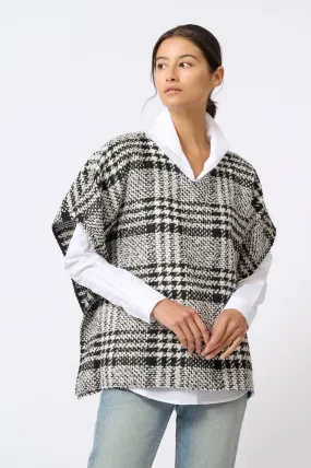 Plaid Poncho - Black/White