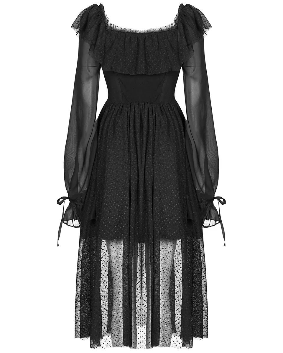 Punk Rave Daily Life Retrogothic Pleated Chiffon Midi Dress