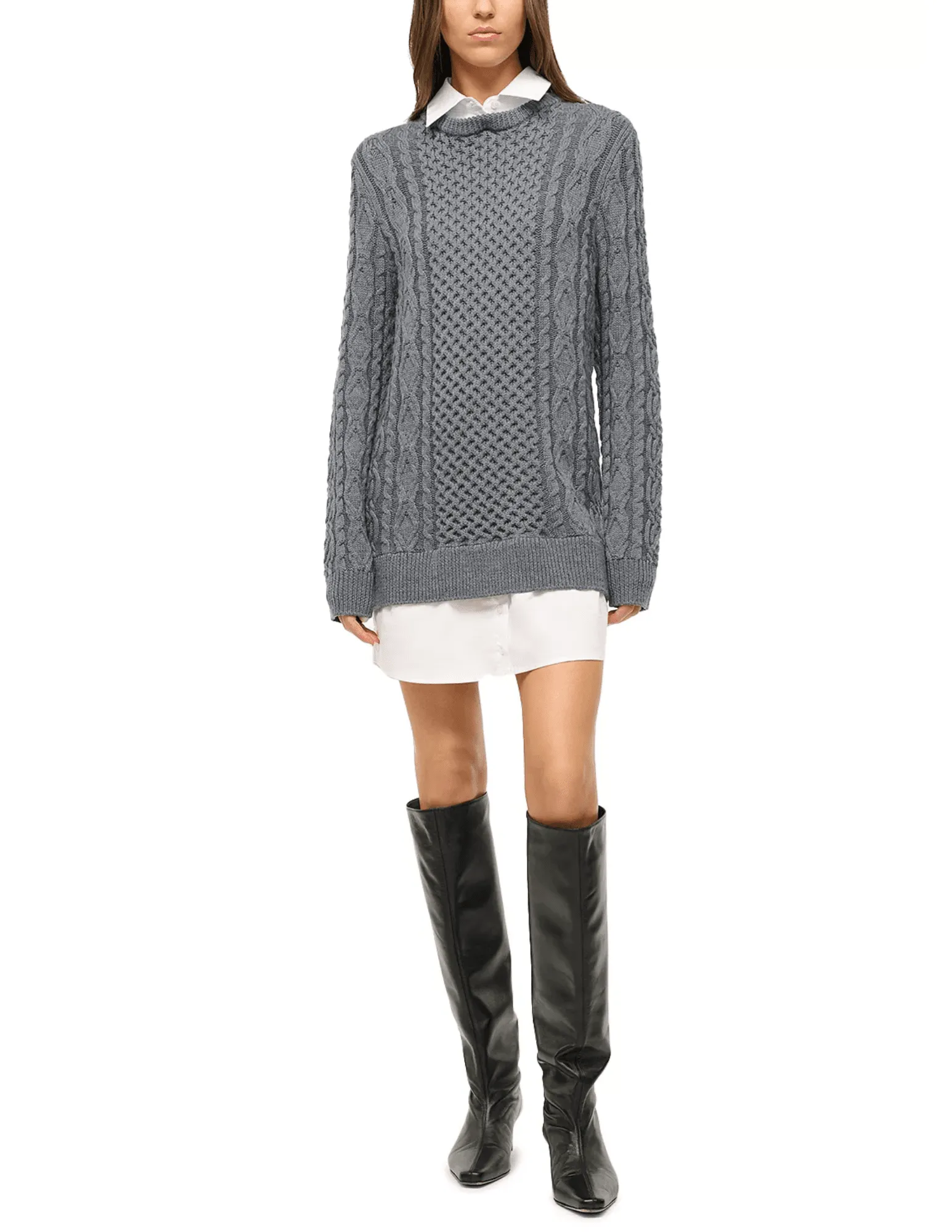 STAUD Aldrin Combo Sweater Mini Dress