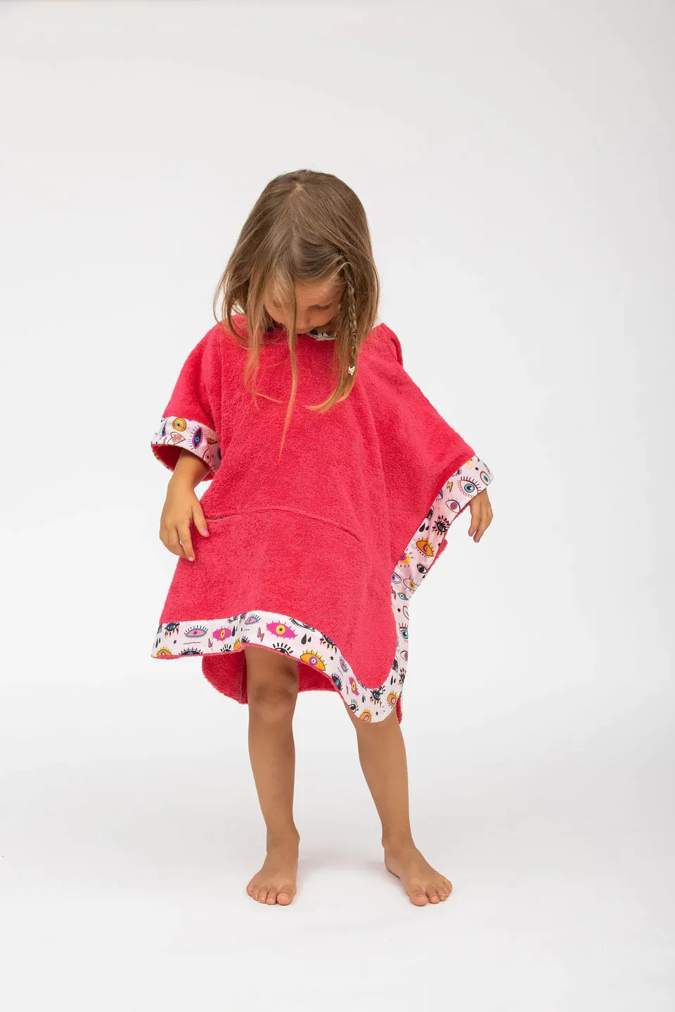 Sun of a beach Kids Poncho Starry Eyes Fluo