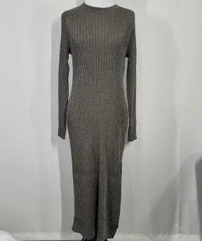 Ted Baker Sayrah Metallic Midi Ribbed Knit Dark Green Dress Size 3 (8)