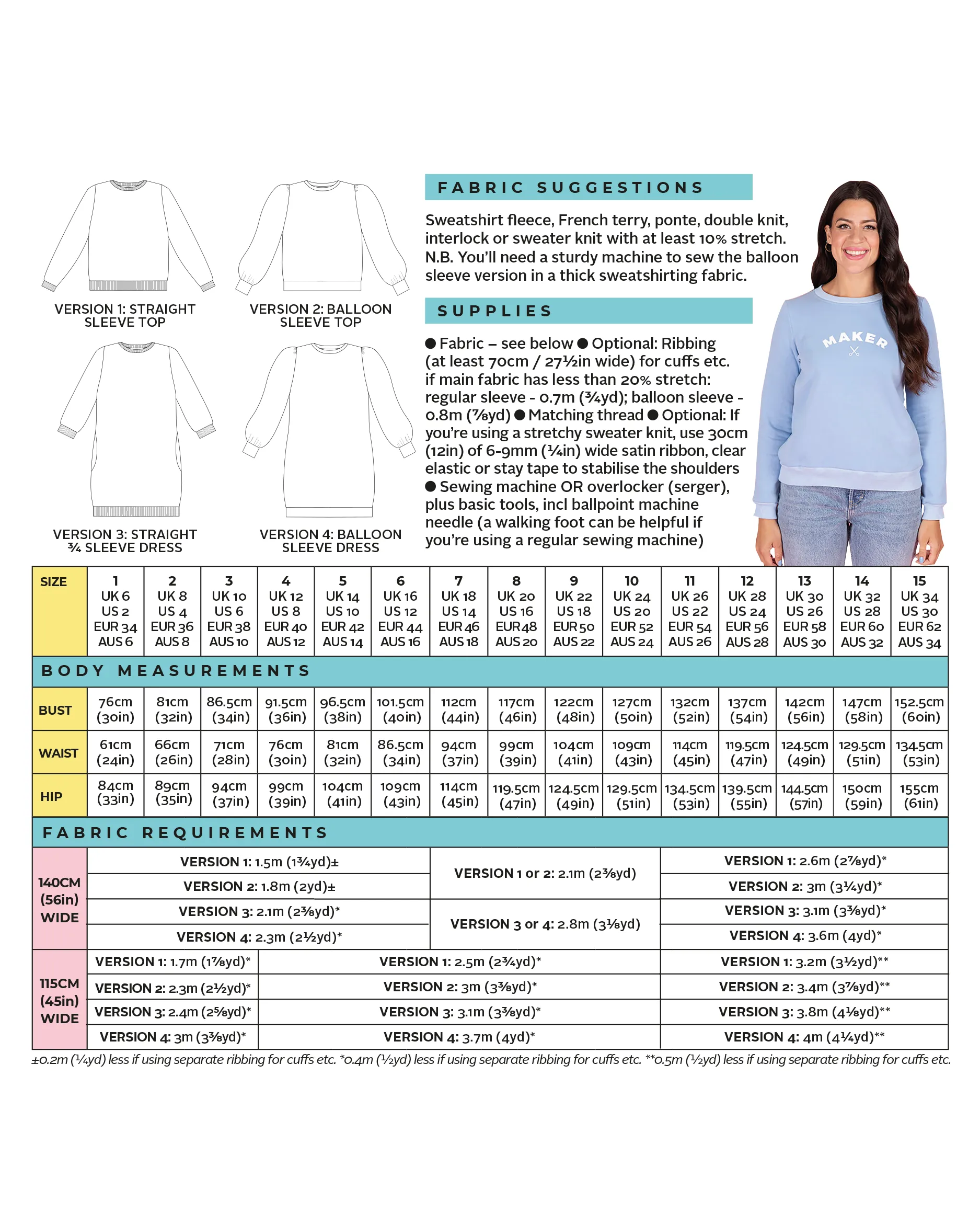 Tilly and the Buttons - Billie Sweatshirt and Dress Sewing Pattern